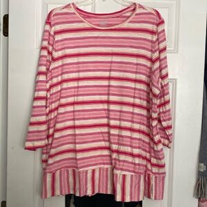 Lands’ End Ladies Striped 3Q Sleeve Slub Jersey Swing Tunic